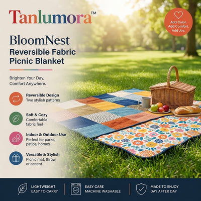 Tanlumora™ BloomNest Reversible Fabric Picnic Blanket
