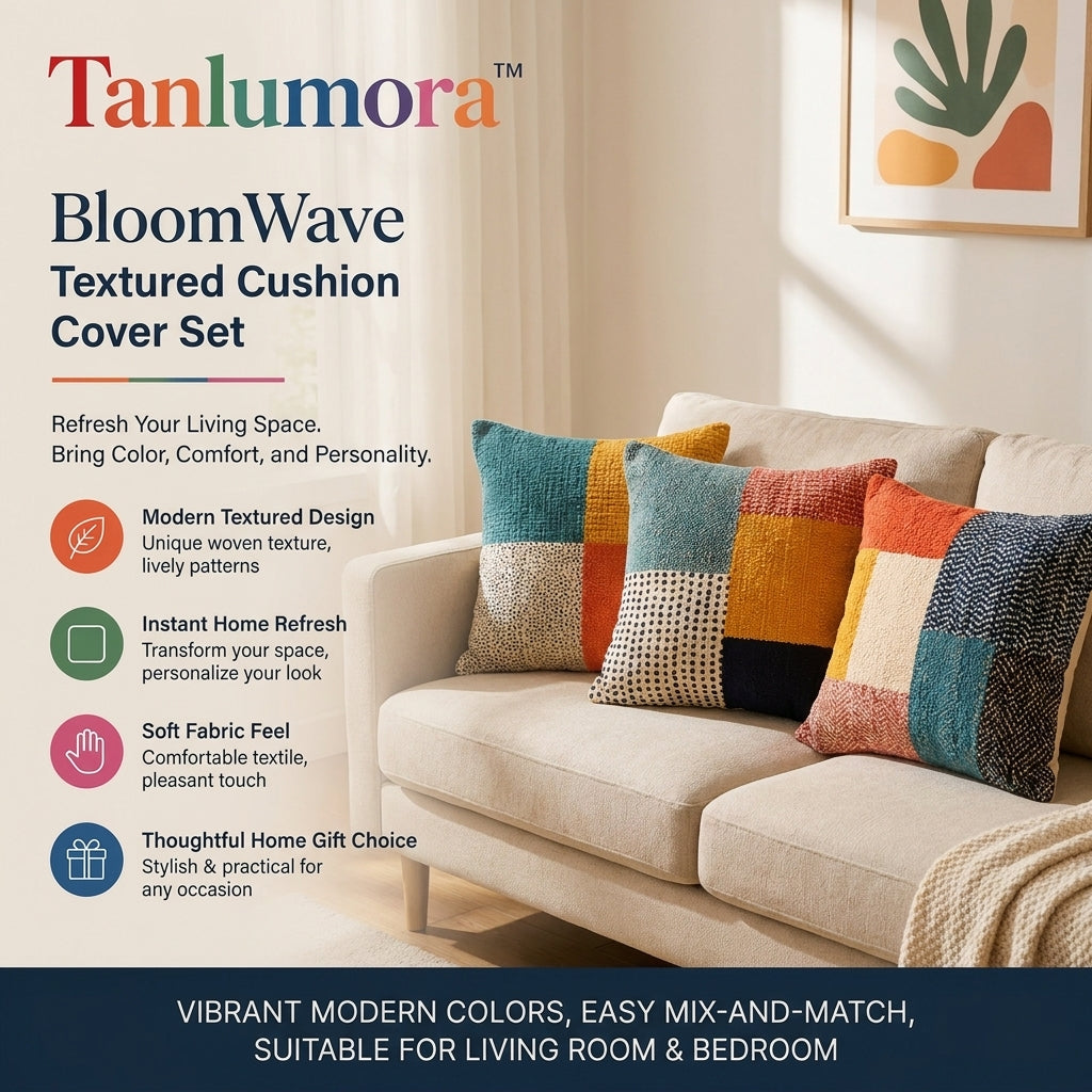 Tanlumora™ BloomWave Textured Cushion Cover Set