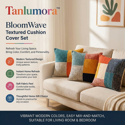 Tanlumora™ BloomWave Textured Cushion Cover Set