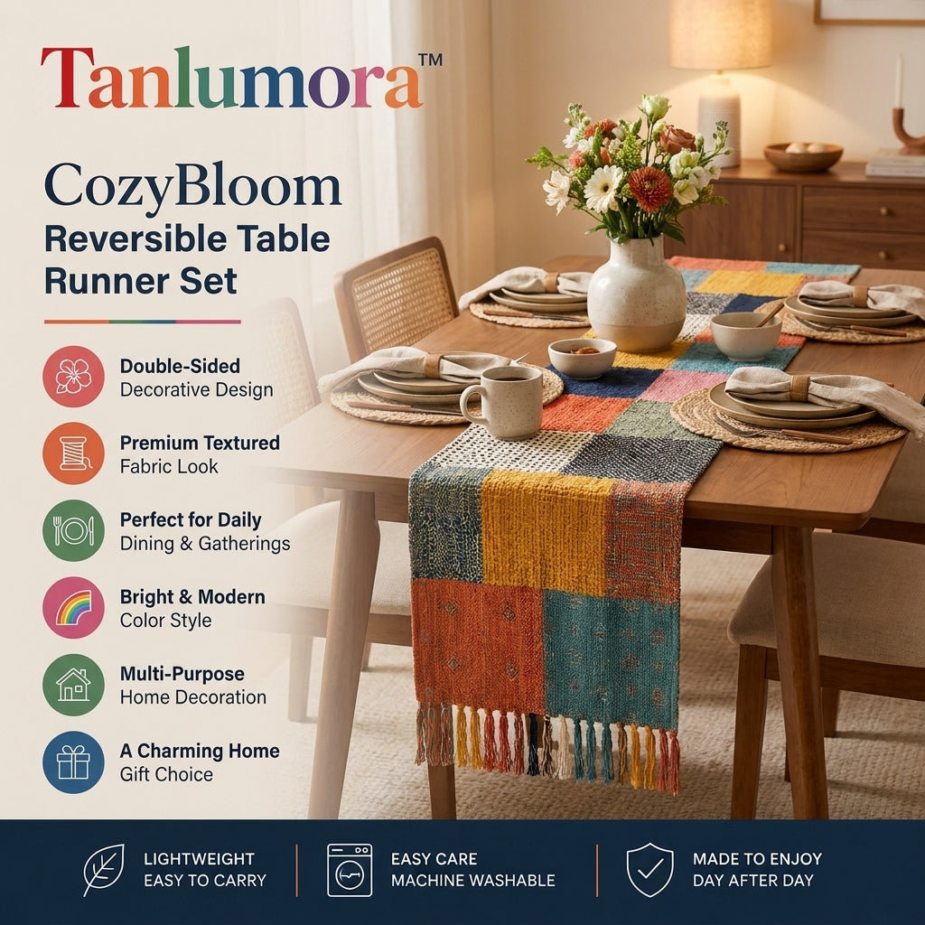 Tanlumora™ CozyBloom Reversible Table Runner Set