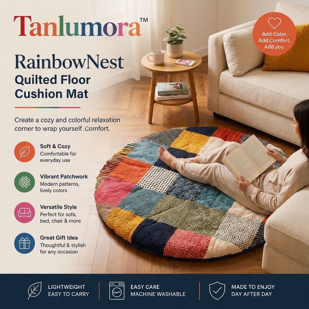 Tanlumora™ RainbowNest Quilted Floor Cushion Mat
